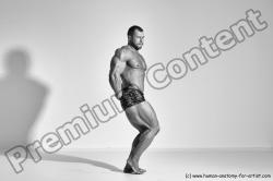 Underwear Man White Moving poses Muscular Short Brown Dynamic poses Academic